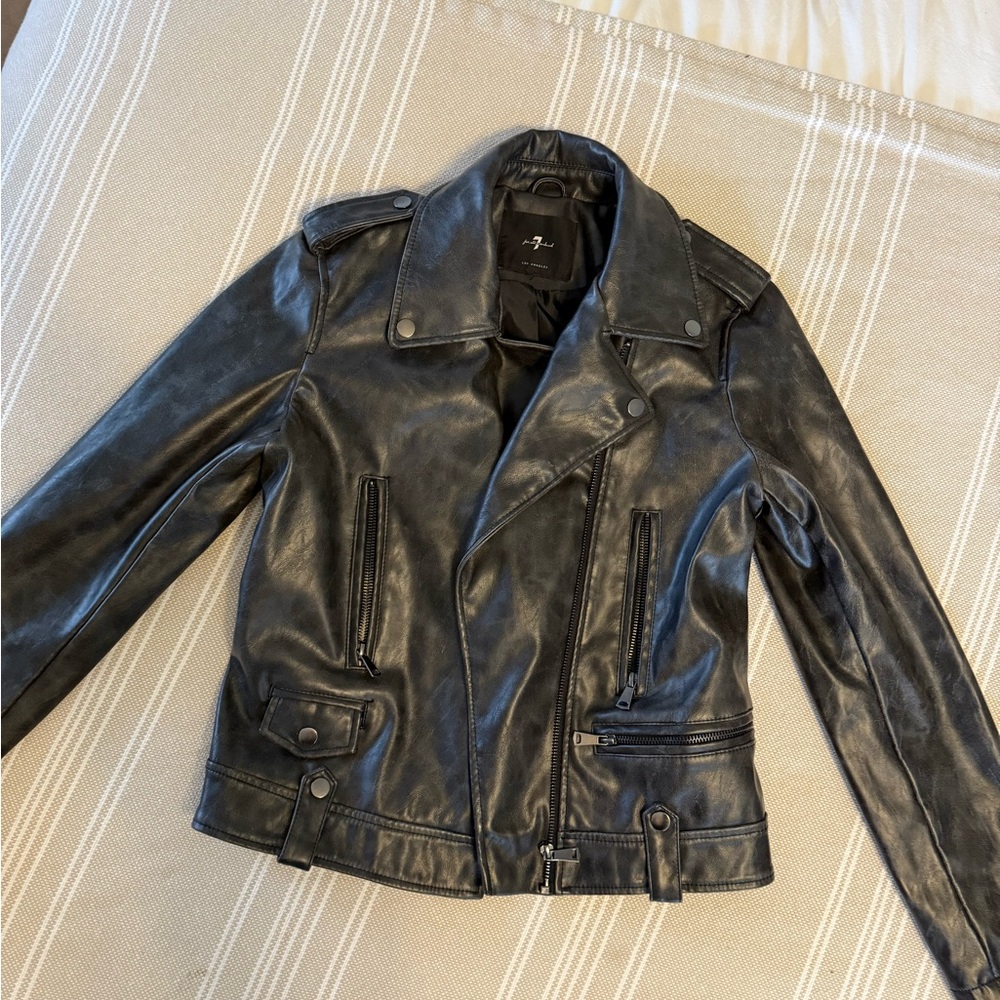 7 For All Mankind Dark Leather Jacket
